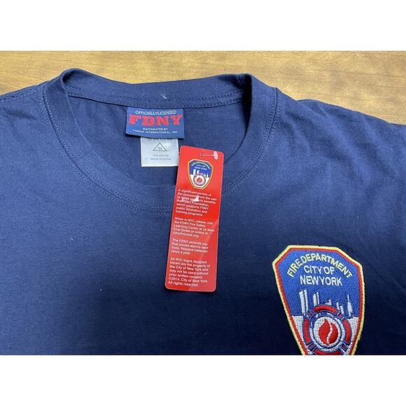 FDNY Shirt Mens Medium Blue New York City Fire Department Embroidered Patch NWT - Picture 5 of 9